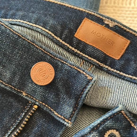 MOTHER Dark Blue Straight Leg Jeans size 27 Patch Pocket Gambler - Picture 6 of 15